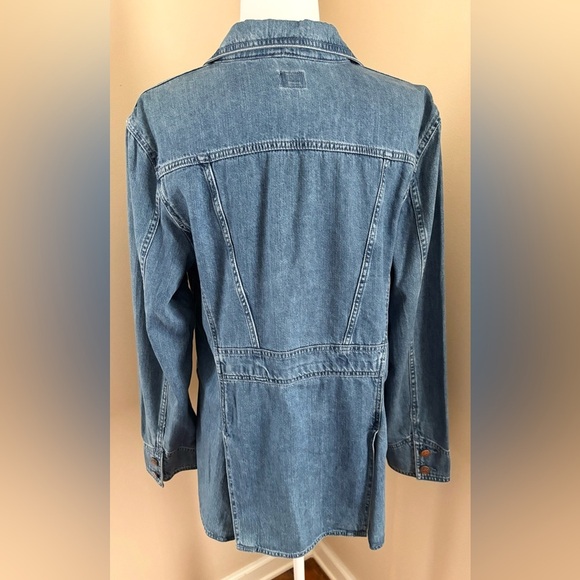 Lee Vintage Style Denim Oversized Long Line Western Boho Blazer Jacket - Picture 5 of 9